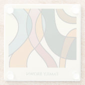 Serene Savanna Gentle Abstract Earthy Family Name ガラスコースター (裏面)