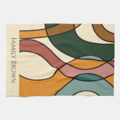 Serene Savanna Gentle Abstract Earthy Family Name  キッチンタオル (横)