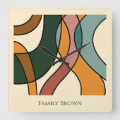 Serene Savanna Gentle Abstract Earthy Family Name  スクエア壁時計 (正面)
