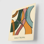 Serene Savanna Gentle Abstract Earthy Family Name  スクエア壁時計 (傾斜)