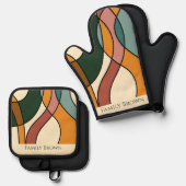 Serene Savanna Gentle Abstract Earthy Family Name 鍋つかみ&鍋敷きセット (正面/裏面)