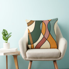 Serene Savanna Gentle Abstract Mid-Century クッション