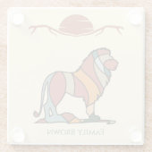 Serene Savanna Kind Lion Abstract Family Name ガラスコースター (裏面)
