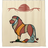 Serene Savanna Kind Lion Abstract Modern シャワーカーテン (正面)