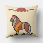 Serene Savanna Kind Lion Abstract Modern Earthy  クッション (裏面)