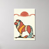 Serene Savanna Kind Lion Abstract Modern Earthy Ar キャンバスプリント (正面)