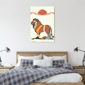 Serene Savanna Kind Lion Abstract Modern Earthy Ar キャンバスプリント (インサイチュ (寝室))