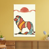 Serene Savanna Kind Lion Abstract Modern Earthy Ar キャンバスプリント (インサイチュ (リビング))
