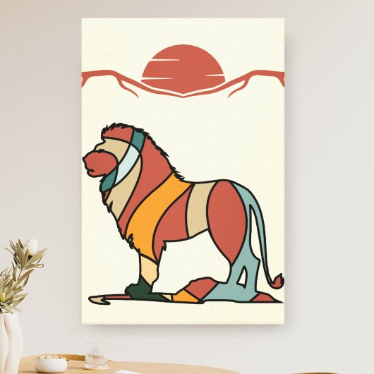 Serene Savanna Kind Lion Abstract Modern Earthy Ar キャンバスプリント