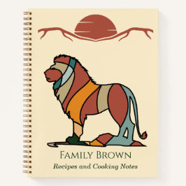 Serene Savanna Kind Lion Abstract Modern Recipe ノートブック