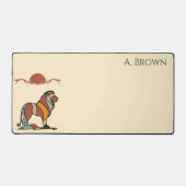 Serene Savanna Kind Lion Abstract Monogram デスクマット (正面)