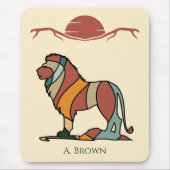 Serene Savanna Kind Lion Abstract Monogram マウスパッド (正面)