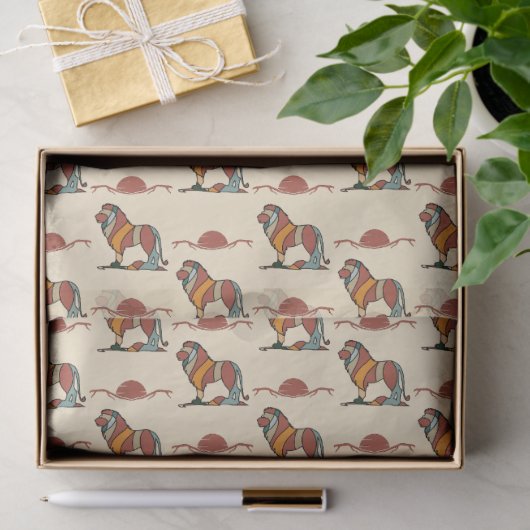 Serene Savanna Kind Lion Abstract Pattern 薄葉紙 (ギフト)