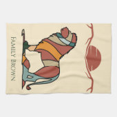 Serene Savanna Kind Lion Custom Family Name キッチンタオル (横)