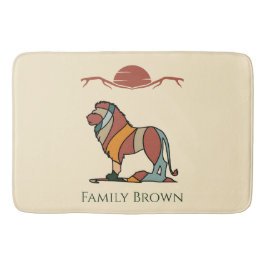 Serene Savanna Kind Lion Custom Name Bath Mat バスマット