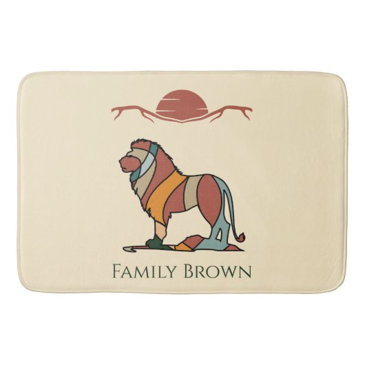 Serene Savanna Kind Lion Custom Name Bath Mat バスマット (正面)