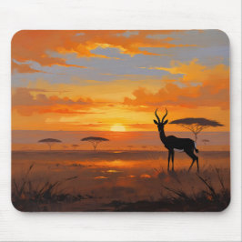 Serene Savannah Sunset – Wildlife Landscape Art マウスパッド
