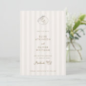 Serene Shell Monogram Coastal Stripes Wedding セーブザデート (スタンド正面)