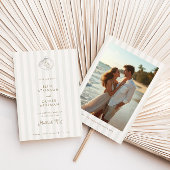Serene Shell Monogram Coastal Stripes Wedding セーブザデート