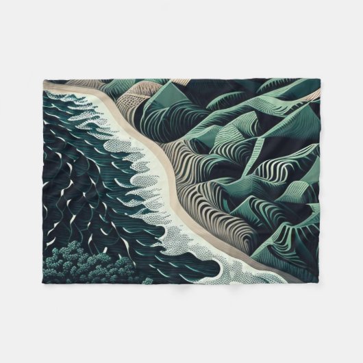 Serene Shores フリースブランケット (正面(横))