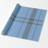 Serene Sky Blue and Slate Winter Tartan Plaid ラッピングペーパー (アンロールド)