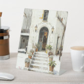 Serene Snowy Cottage Entrance Painting | Winter Su 台座サイン (インサイチュ)