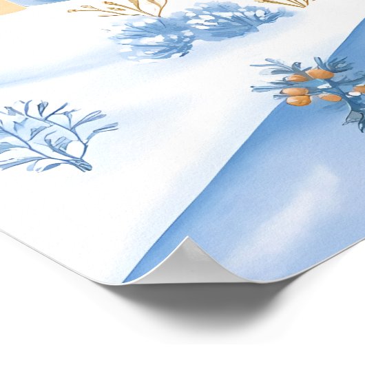 Serene Snowy Village with Flowing Stream ポスター (角)