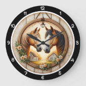Serene Stallions Farmstead Heritage ラージ壁時計 (正面)