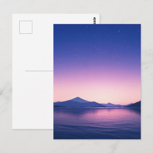 Serene Starry Night Mountain Lake ポストカード (正面/裏面)