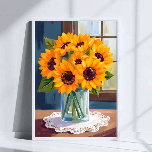 Serene Sunflowers | Yellow Floral Watercolor ポスター