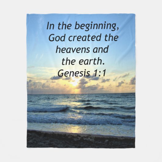 SERENE SUNRISE GENESIS 1:1写真聖なる書物、 経典 フリースブランケット (正面)