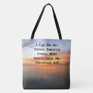 SERENE SUNRISE PHILIPPIANS 4:13写真聖なる書物、 経典 トートバッグ