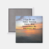 SERENE SUNRISE PHILIPPIANS 4:13写真聖なる書物、 経典 マグネット (正面/裏面)