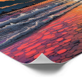 Serene Sunsetビーチ:日本の抽象芸術インスパイアPh ポスター (角)