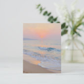 Serene Sunset Beach Ocean Glow ポストカード (スタンド正面)