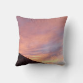 Serene Sunset Over Mountain Ridge With Pink Orange クッション (裏面)