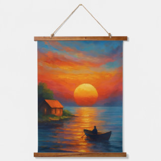 Serene Sunset Over the Lake – Topped Wall Tapestry 吊り下げ型タペストリー