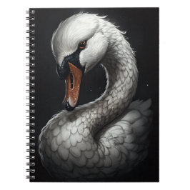 "Serene Swan" Floral Art Spiral Notebook ノートブック