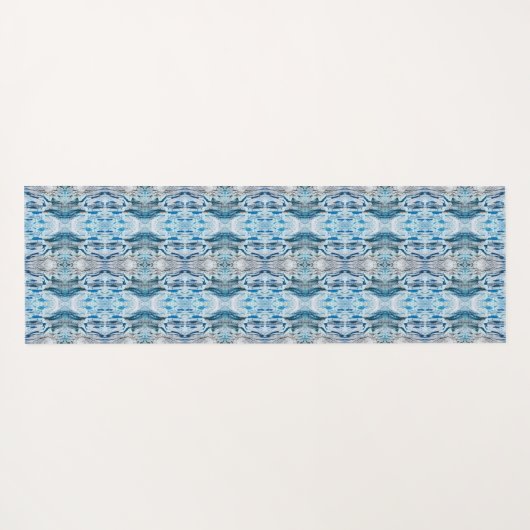 Serene symmetric ice blue abstract pattern ヨガマット (裏面(横))