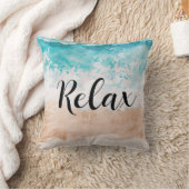 Serene Teal Coastal Ocean Waves Relax Beach クッション (ブランケット)