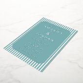 Serene Teal Geometric Wedding Invitation 箔招待状 (回転した状態)