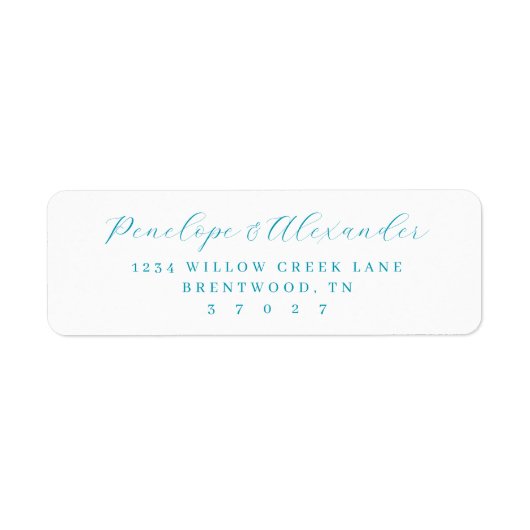 Serene Teal Minimalist Calligraphy ラベル (正面)