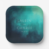 Serene Teal Watercolor ペーパープレート (正面)