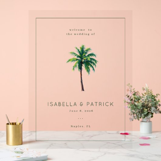 Serene Tropical Palm Tree アクリルサイン (ウェディング)