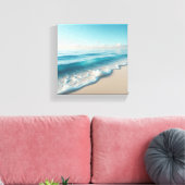 Serene Turquoise Ocean Waves with Soft White Foam  キャンバスプリント (インサイチュ (リビング))