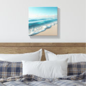Serene Turquoise Ocean Waves with Soft White Foam  キャンバスプリント (インサイチュ (寝室))