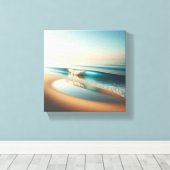 Serene Turquoise Wave Rolling on Golden Sand  キャンバスプリント (インサイチュ (ウッドフロア))