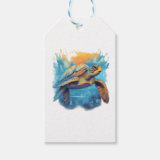 Serene Underwater Turtle Copy ギフトタグ (正面)
