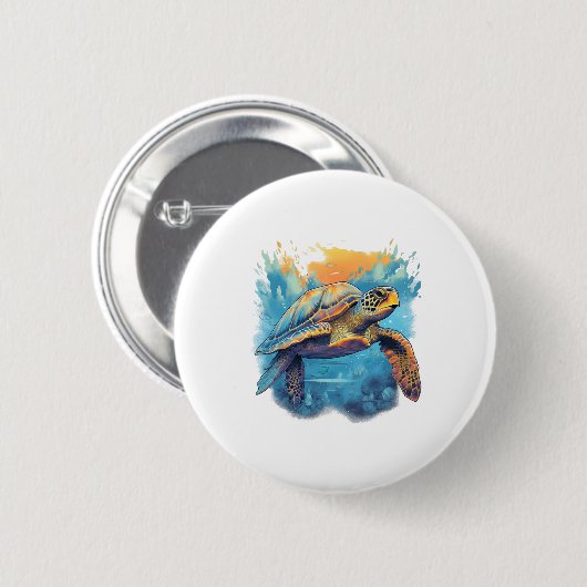 Serene Underwater Turtle Copy 缶バッジ (正面&裏面)