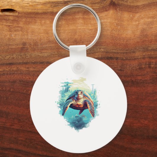 Serene Underwater Turtle Copy Copy キーホルダー (正面)